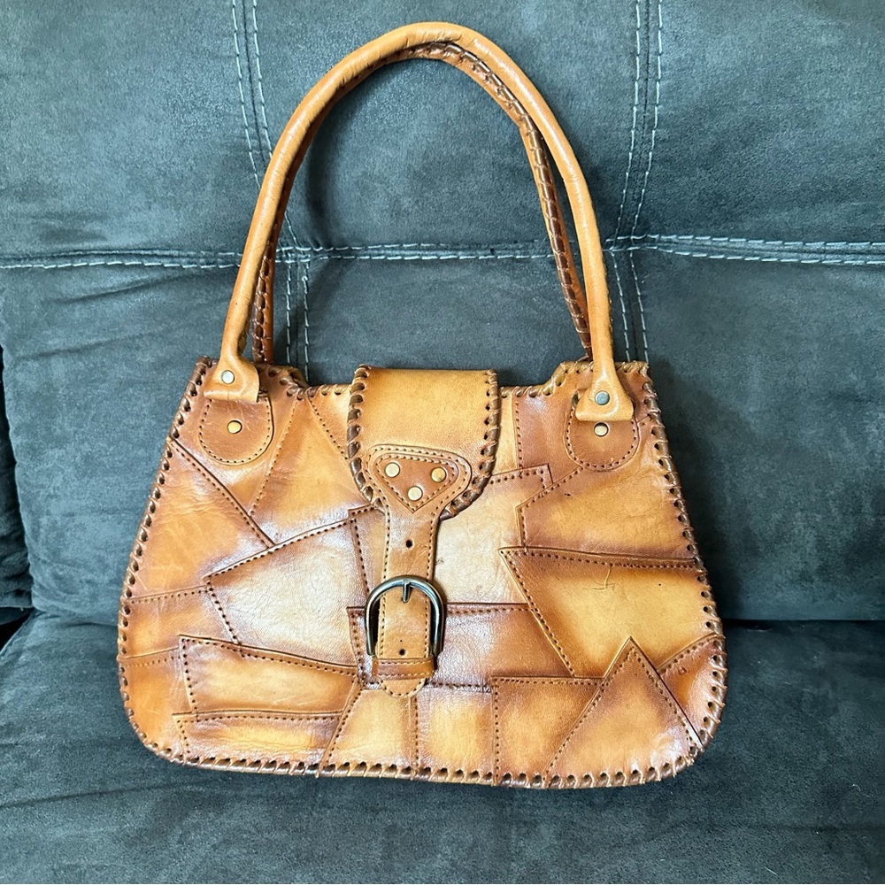 Authentic Leather Patchwork Handbag - image 1